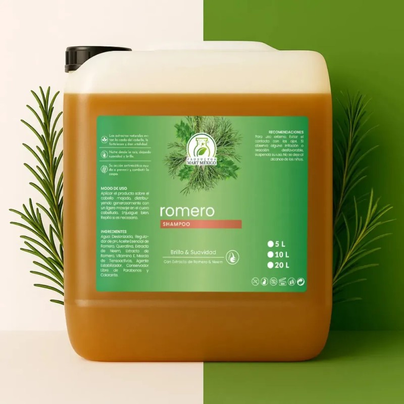 Shampoo Extracto Natural Romero Brillo Y Suavidad (5 Litros)