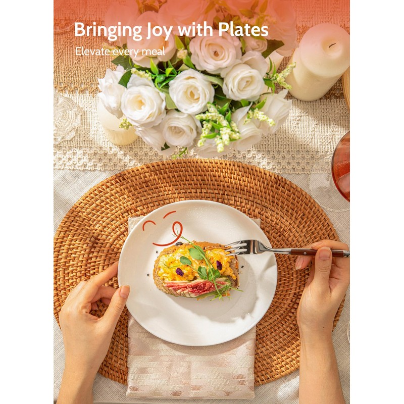 Sweese Porcelain 7.8 Inch Dessert Plates Set of 6 -