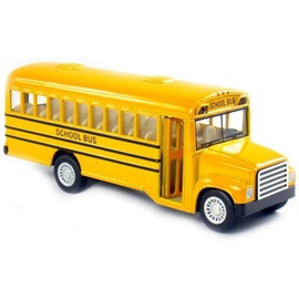 Kinsfun (5107) New 5" Kinsfun School Bus DieCast  Toy Pull Back Action / openable door