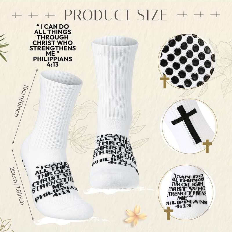 Christian Grip Cross Socks Anti Slip Religious Soccer Socks Bible