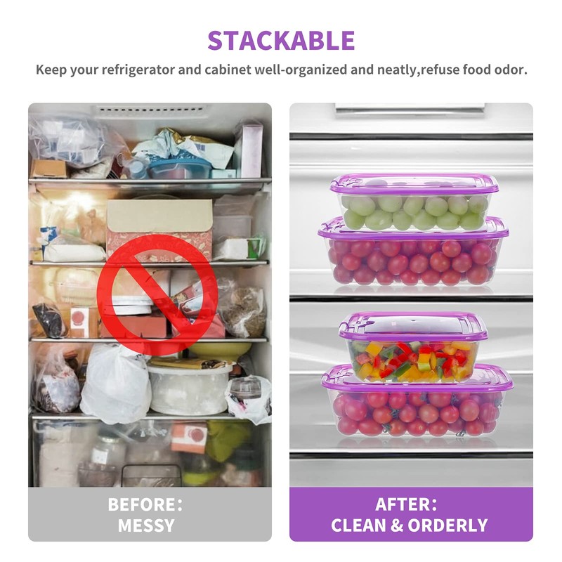 KIGI 6 PACK 35OZ Plastic Food Storage Containers with Lids