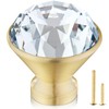 QOGRISUN 10-Pack Brass Crystal Cabinet Knobs,Glass Crystal Gold Drawer Knobs,1-1/4-Inch