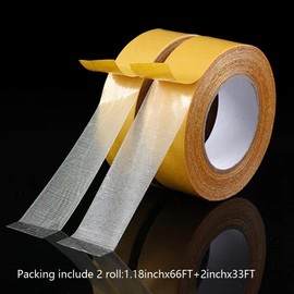 ADERBAKS Double Sided Fabric Tape Heavy Duty, 1.18inx66FT / 2inx33FT Double Sided Carpet Tape Heavy Duty,Hemming Tape, Double Sided Tape for Clothes Carpet Arts(2Rolls)