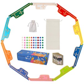 Medikaison Colorful Jokers and Marbles Board Game Pegs and Jokers Card Game for 2-10 Players 10 Solid Wood Game Boards 10 Colors 50 Marbles 4 Decks of Cards Full Size Game Set (10 Players-10 Colors)…