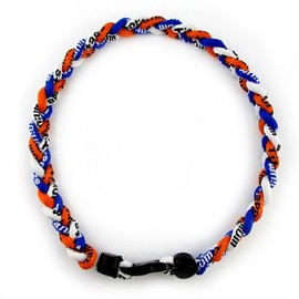 MapofBeauty 18" Sport Style Three Colors Fashion Three Braided Rope Tornado Necklace (Royal Blue/Orange/White)