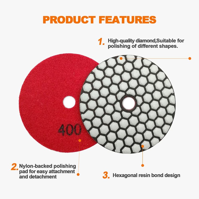 BRSCHNITT Dry Diamond Polishing Disc Set 100 mm - #50x3/100x3/200x2