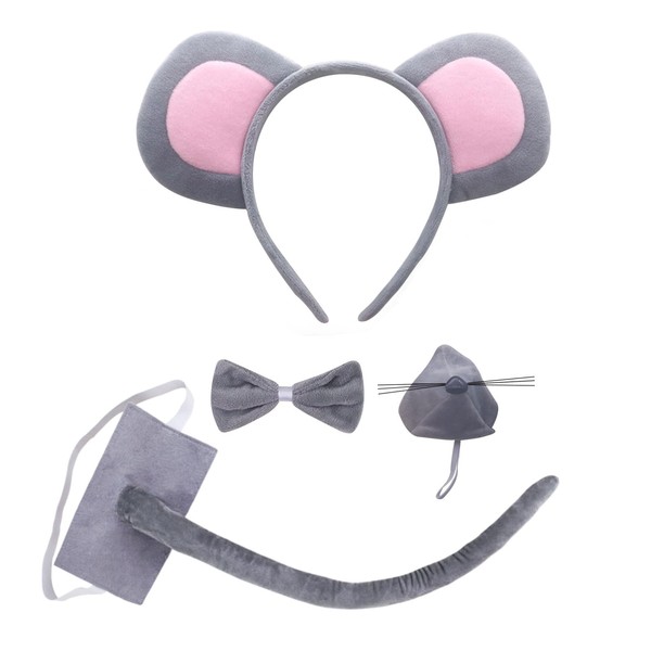 SKHAOVS 4 Pieces Mouse Costume Set,Animal Costume Set,Include Mouse Ears