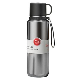 XUDREZ Stainless Steel Thermos Flask with Layer Filter, Thermos Flask Hot and Cold Drinks, Silver, 1.5 L, Lasts 24 Hours, Leak-Proof Vacuum Insulated Bottles with Cup for Coffee, Work, Milk
