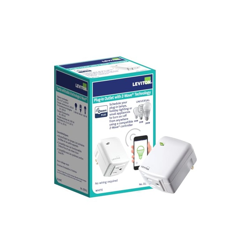 Leviton Decora Smart Plug-in Outlet with Z-Wave Technology, Repeater/Range Extender,