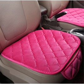 Fochutech Car Front Seat Cover Pad Mat Cushion Universal Fit Breathable Blanket Nonslip Auto Truck Office Plush Rhombus (Pink)