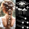 SAWINDA 10PCS Bridal Hair Pins Pearl Combs Clips Silver Elegant
