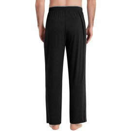 NACHILA Men's Pajamas Pants-Viscose Made from Bamboo, Soft Pj Bottoms Loose Sleep Pants Stretchy Sweatpants Cozy Lounge Pants Black/Heather Grey X-Large