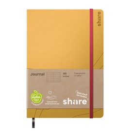 share Journal A5 Dot Squared - Notepad Donates a Lesson for a School Child - Upcycling Notebook Made of Apple Peel - Yellow