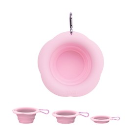 Silicone Collapsible Dog Bowls, Free Dishwasher Safe, Portable Foldable Expandable Travel Bowl, Food Water Feeding Cup Dish for Dogs Cats (Pink, S)
