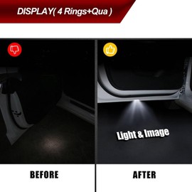 Juoar 2 Pcs HD Glass Lens Door Lights Welcome Puddle Lights for A1 A3 A4 A5 A6 A7 A8 Q3 Q5 Q7 Q8 R8 TT RS S Accessories（4 Rings+Qua）