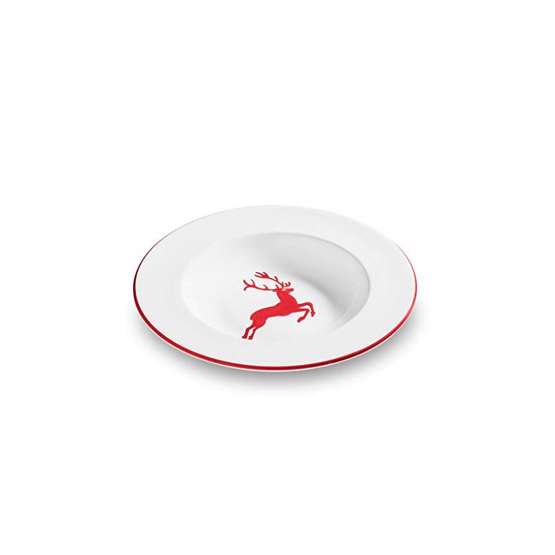GMUNDNER KERAMIK Soup Plate, Deer Ruby, 9.4-Inch