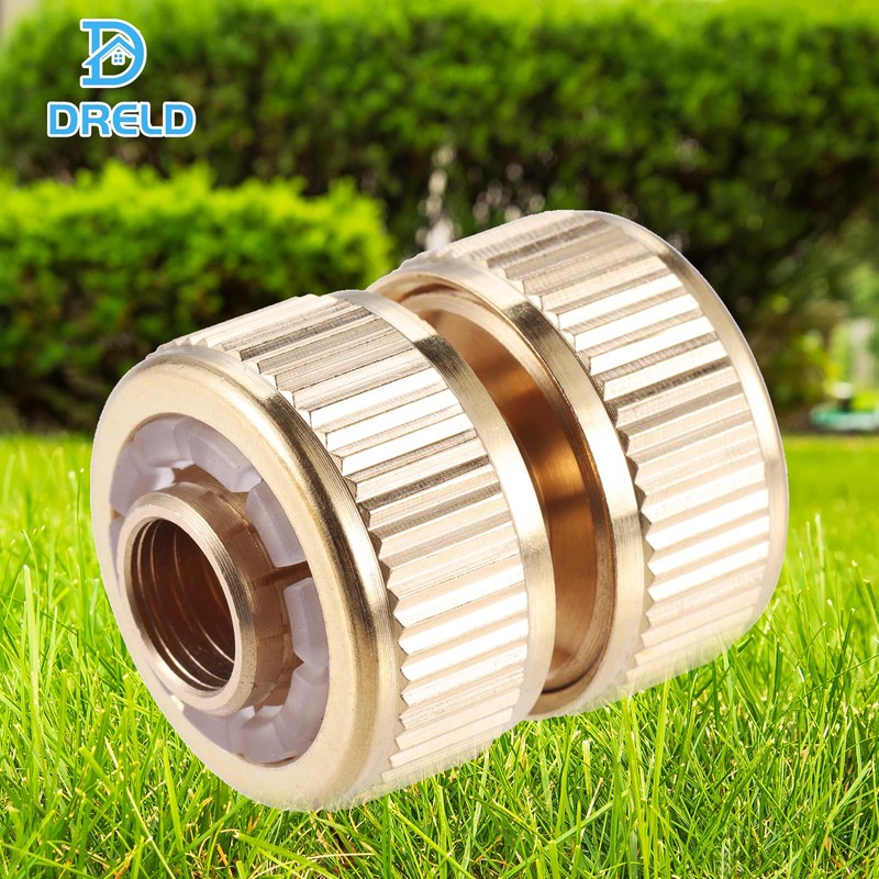 DRELD Pack of 2 Brass Hose Connectors, Garden Hose Quick