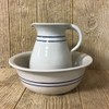 Pottery Heritage Blue Stripe Stoneware Wash Basin and Pitcher Set