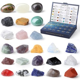 DUQGUHO Advent Calendar 2025 for Adults, Christmas Countdown Calendar for Teens with 24 Gemstones, Christmas Advent Gifts for Women, Geology Crystals and Healing Stones Learning Collection Kit