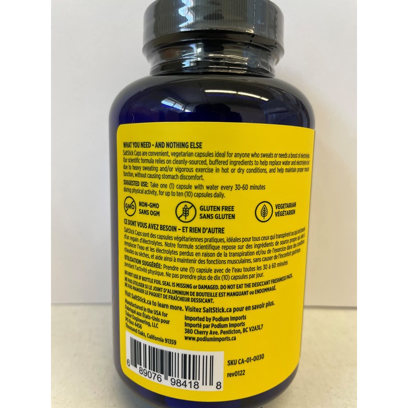 Saltstick Electrolyte Caps, Buffered Electrolyte Salts, 100 Capsules