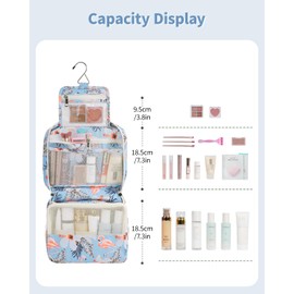 Travel Hanging Toiletry Wash Bag Makeup Cosmetic Organizer for Women Waterproof (Aqua Flamingo)