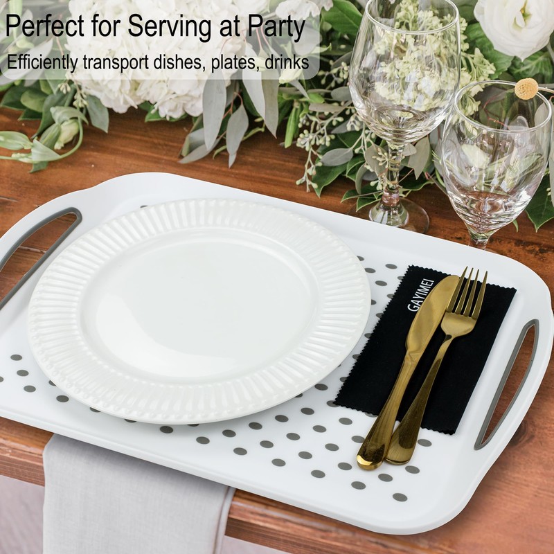 Large Anti-Slip Serving Tray with Handles, Dual Rubber Grippy Lap