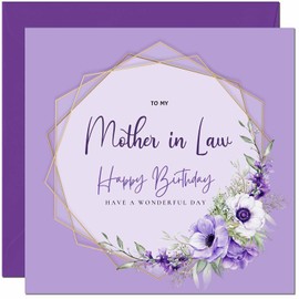 Mother in Law Birthday Card for Men women - Floral Beautiful Birthday Cards for Mother in Law