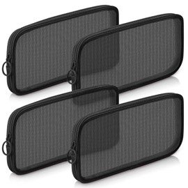 Weewooday 4 Pcs Mesh Makeup Bag Mesh Cosmetic Bag Travel Toiletry Pouch with Zipper Mini Makeup Cosmetic Purse for Daily Accessory (Mini,Black)