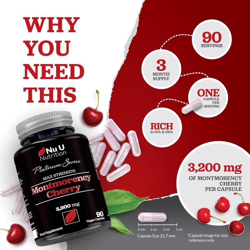 Montmorency Cherry Capsules 3200mg – High-Strength Tart Cherry Extract –