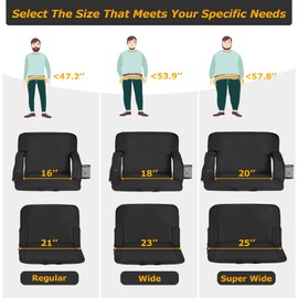 Seeuteck 2 Sided Heated Stadium Seats with Back Support and Wide Cushions for Bleachers, Portable Bleacher Chairs with Backrest, USB 3 Levels and 5 Pockets Foldable Stadium Chairs, 1PC 21Inch