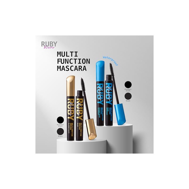 Ruby Kisses Multi-Function Mascara Water Resistant (Blackest Black)