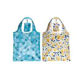 Puckator Foldable Reusable Shopping Bag Pick of the Bunch Daisy Lane and Buttercup Design - Folding Shopping Bags - Foldable Tote Bag - Foldaway Shopping Bags Fold Up Bag in Pouch Family Beach Bag
