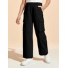 Haloumoning Girls Cargo Pants Casual Baggy Wide Leg Elastic Waist
