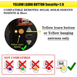 LAWOHO Yellow Learn Button Security+ 2.0 Garage Door Opener Remote Control Compatible with Chamberlain 940EV 953EV 956EV Liftmaster 891lm 893lm 950ESTD 953ESTD Remotes 1 Pack
