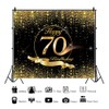 70th Birthday Backdrop 8x6ft Black Gold Birthday Backdrop for Party