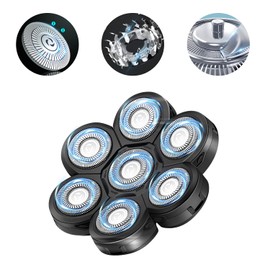 Electric Shaver Replacement Head Upgraded 7D Mens Electric Shaving Head Freedom Bald Shavers Blades Wet & Dry Electric Razor Floating Replacement Heads Close Head Shavers Replacement Blades (Gray)