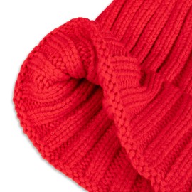 Jessica Simpson Women's Rib Knit Beanie with Ornament, Red, One Size
