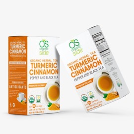 OS ORGANIC SIDE | 2-Pack Organic Turmeric Cinnamon Black Pepper Tea | Natural Herbal Blend | 40 Tea Bags | USDA Organic Spiced Tea for Everyday Enjoyment