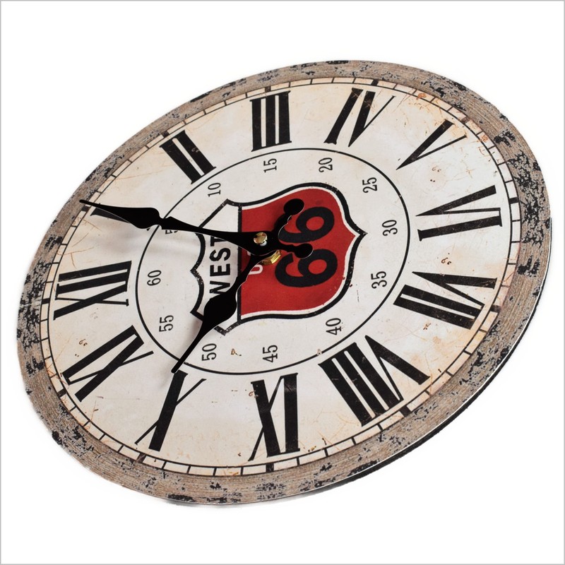 MDF Wall Clock Route 66 Diameter 28 cm
