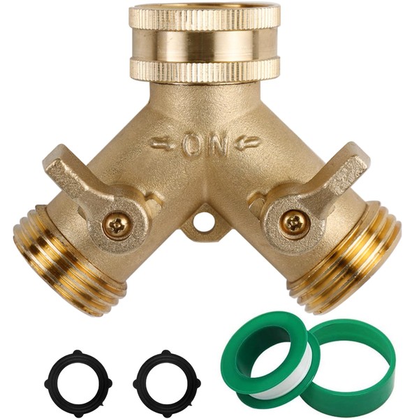 Triumpeek Triumpeek Brass Garden Hose Splitter, 3/4 Inch 2-Way Y