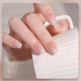 GAOY Jelly Brown Gel Nail Polish Set, 6 Transparent Sheer White Pink Colors, UV Light Cure Gel Polish for Salon and Nail Art DIY at Home