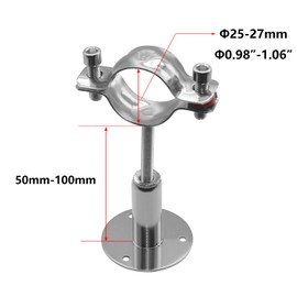 Beduan 1 Inch Stainless Steel Pipe Support Wall Ceiling Mount Pipe Strap Clamp Adjustable Pipe Bracket Holder for PVC Metal Water Pipe Tube Fitting (Range 25-27mm)