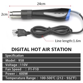 Heat Gun,HANDSKIT 600W Fast Heat Mini Hot Air Gun with Reflector Nozzles Portable LCD Digital Temperature Display Heatgun for Soldering DIY Crafting Embossing,Vinyl Wrap,Shrink Tubing,Embossing Tool