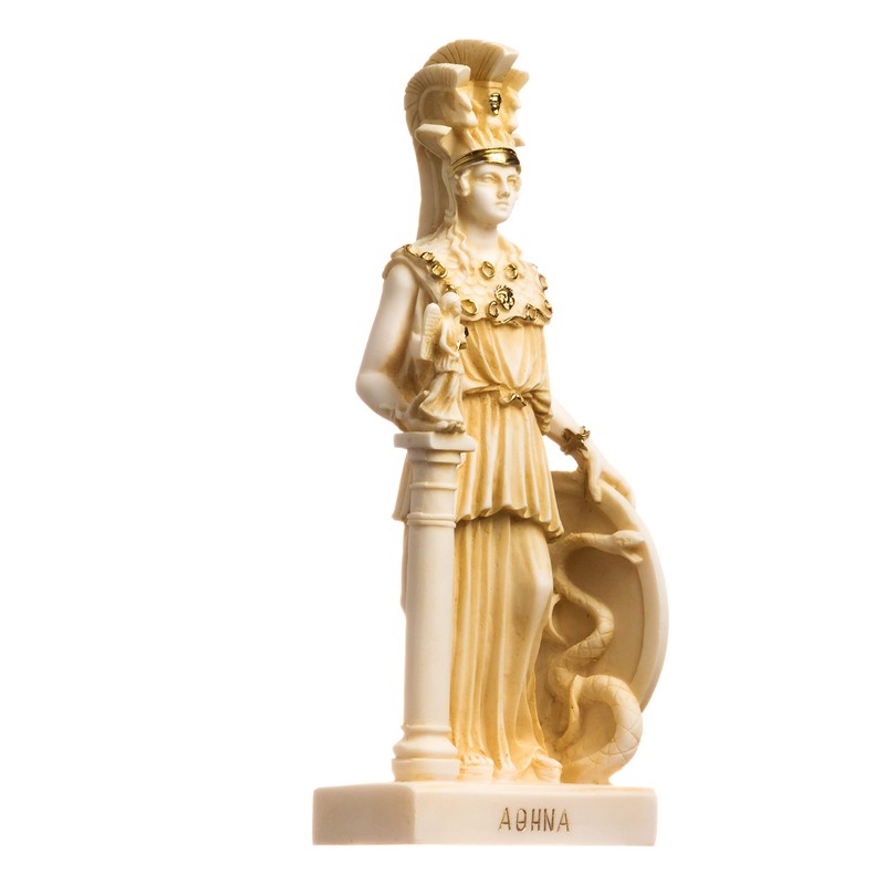 Athena Parthenos Varvakeion Holding Medusa Shield Greek Goddess Alabaster Statue