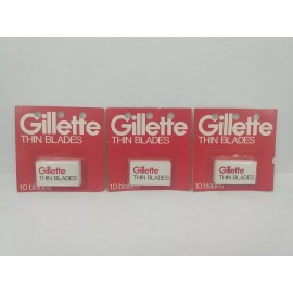 Gillette Vintage Gillette Thin Razor Blades Sealed NOS 30 Blades Total (3 Pack Lot)