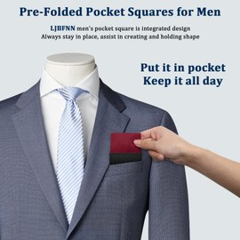 LJBFNN Pocket Squares for Men, Prefolded Mens Handkerchiefs Flat Handkerchief Pocket Square on Card for Suit Accessories (Burgundy)