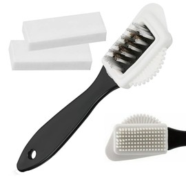 Mtxorvix Suede Brush Kit, Quality Nubuck and Suede Multifunctional 4-Sided Cleaning Shoe Brush,Brass and Nylon Bristle,Suede Brush for Shoes with Extra 2 Erasers for Suede Leather Boots Shoes Cleaning