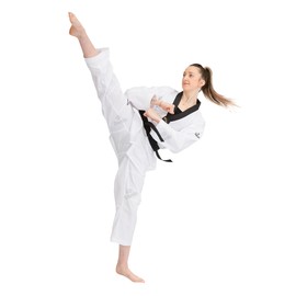 Daedo Ultra 2.0 Taekwondo Uniform - Black Neck, WT Recognized, Lightweight Polyester with Ventilation, Height - 160 cm