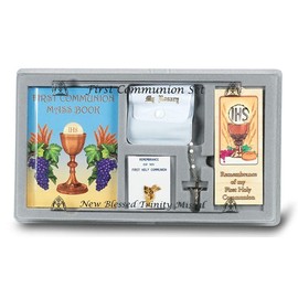 Communion Gifts First Set with Rosary and Mass Book (White)