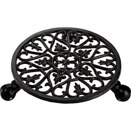 Fasmov Plant Caddy Cast Iron Plant Stand Plant Pallet Caddy Plant Pot with Heavy Duty Wheels Indoor Outdoor Planter Trolley Casters Rolling Tray Coaster